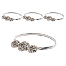 Mabel In Home 奢華玫瑰磁吸窗簾綁帶扣, 銀色, 4個