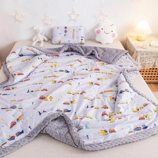 bebehome 柔軟親膚顆粒安撫毯 加厚款, 交通工具 白色