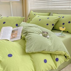 언헤브 러블리 침대 이불 커버, B 그린 도트