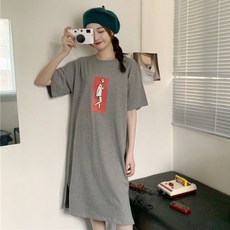 피어니스트 워킹 반팔 캐주얼 미디 원피스 빅사이즈 포함