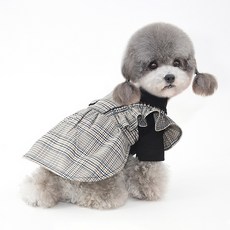 PASTEL PET 荷葉邊格紋連身裙, 黑色