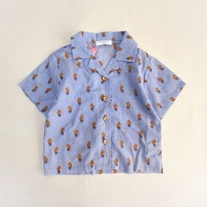 童款仙人掌印花領子寬鬆沙灘襯衫 3814