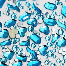 MEIBROWN 滿鑽平底美甲鑽混合套組, 水藍色, 1個