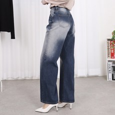 인비비드 여성용 사계절 뒷밴딩 아우라 워싱 일자핏 청바지 F10S21_ij5331