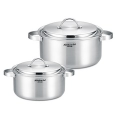 Kitchen-Art IH感應爐適用3層不鏽鋼鍋具 2件組, 單色, 雙耳湯鍋18cm+雙耳湯鍋24cm