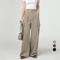 코튼클로젯 여성용 투웨이 하이웨스트 뒷밴딩 와이드 카고 슬랙스 팬츠