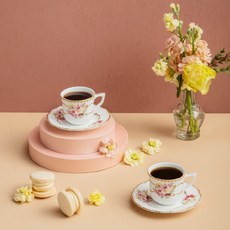 LIHAN Peullamoreu Rose Clara 濃縮咖啡杯 + 碟套組, 混色, 2套