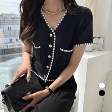 2nd Ground 女款粗花呢短袖開襟衫