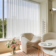 WINDOW DRESS 奶油雪紡窗簾 蝴蝶褶款式, 白色