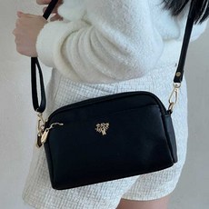 女士 Goldwood 三拉鍊長方形多功能休閒斜背包 Z351, 黑色