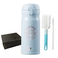 스타벅스 JNL 오텀 래빗 보온병 + 세척솔 세트, 혼합색상, 350ml, 1개