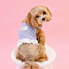 PETSLAND 寵物犬Lily荷葉邊條紋背心, 1個, 紫色