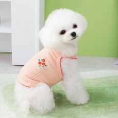 Coco studio 寵物春裝 鬆餅網眼背心, 珊瑚色, 1個