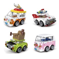 DECOOL Egg Car迷你迴力玩具車 4件組, 26009、26010、26011、26012