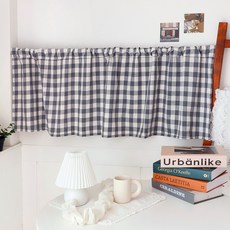 CASA VERDE 折疊短窗簾, 摩登灰 格紋
