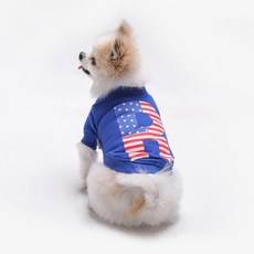 RealPet 狗狗星條旗圓領T恤, 寶藍色