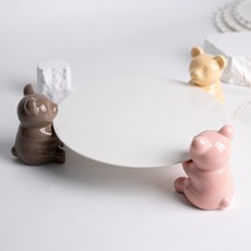 小熊蛋糕架 圓形底座 2號 + 小熊3件組, 混和顏色, 1套