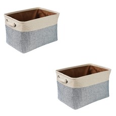 拼色布質收納籃 Bay灰色 YT_RA1003, 2個