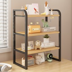 Leven Art 書桌整理空間收納多用途小型層架, 黑色 + 木色, 3層
