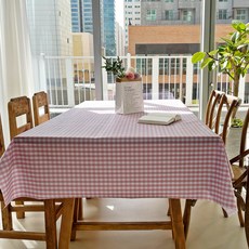 Syoni Home Living PVC防水桌布, 12 格紋布 粉紅色, 6人座(140 x 220 cm)