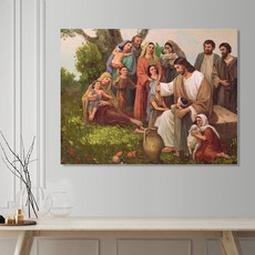 이요한 화백 성화 노프레임 캔버스화 08 예수님과 아이들 2