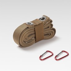 Ttabongoppa 露營天幕連接多用途掛繩繩帶 + D型環2入組 JNHA1778, 棕色