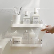 簡約現代塑膠多用途壁掛式層架 HR1264, 白色, 2個