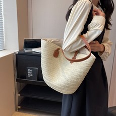 Elsso 度假風日常藤編大容量肩背包