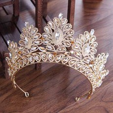 Damon 華麗串珠點綴婚禮頭冠 MNB009, 金色咖啡, 1個