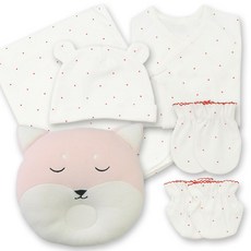 babybear 嬰幼兒用星星新生兒蝴蝶衣 + 防抓手套 + 腳套 + 新生兒帽 + 包巾 + 狐狸塑型枕套組