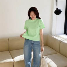 린다샵 여성용 통기성 젤리다 숄더 패드 반팔티 cpt12218k33