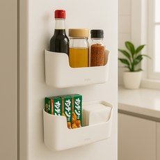 Anplus 黏貼式纖薄收納籃, 3個, 白色