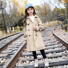 Orenjidamom 女童款8扣腰帶風衣