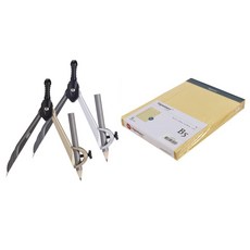 deLi 數學工具法律墊穿孔有線文件便箋 B5 黃色 5p + 鉛筆型圓規 2 件套 20402, 1套