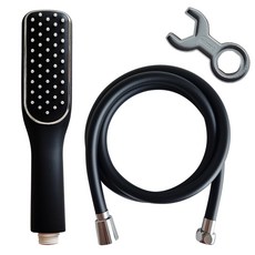 DOOJIN 纖薄蓮蓬頭 + 1.5m防纏繞管狀淋浴軟管組合, 1個, 黑色