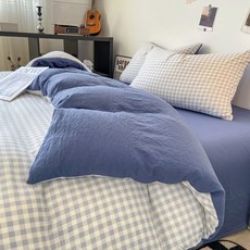 다마다마 파스텔 체크 이불커버, 블루