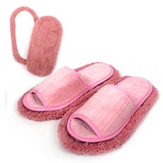 Living to You 毛巾清潔拖鞋粉色 + 填充墊套組, 1套, 綠色