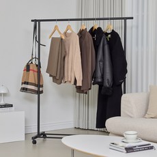 리브맘 시스템 튼튼한 철제 이동식 행거, 블랙