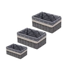 Minsung Company藤編收納箱 3種組, 灰色, 1套