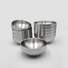 雙層不鏽鋼霧面湯碗 直徑14cm, 10個, 單色