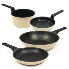 Kitchen-Art IH電磁爐適用現代優質鍋具組, 米色, 炒鍋 24cm+平底鍋 20cm+煎蛋鍋 16cm+單柄醬汁鍋 16cm, 1組