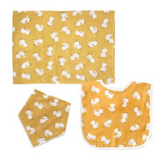 ggoom duboo 紗毯+圍兜+三角巾組, 鴨子(黃色)