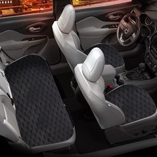 GMZ MOTORS 超細纖維鑽石紋汽車冬季座椅套 前座2件+後座套組, 黑色, 1套