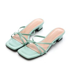 갓슈 여성용 중꼬 링클지 수제 로우힐 뮬 3cm