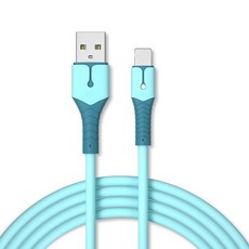 위드웍스 USB 3A 라이트닝 컬러 고속 충전케이블, 2m, 블루, 1개