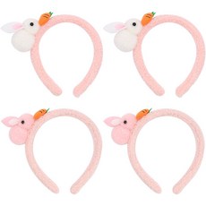 LivingDA 胡蘿蔔兔子髮箍 2種 x 2入組, 白色, 粉紅色, 1套