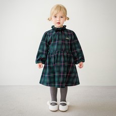 mollimelli 女童梅爾可格紋刷毛連身裙