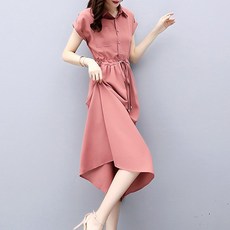 Andaromi Pocket Moment 短袖連身裙 含大尺碼, 粉紅色