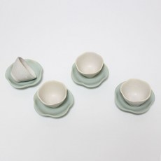 달소금 국산 도자기 홍차잔 무광 파스텔 꽃잎 찻잔 세트, 민트, 4세트