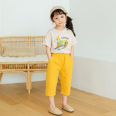 Lala Amang 童款鬆緊帶口袋7分休閒褲